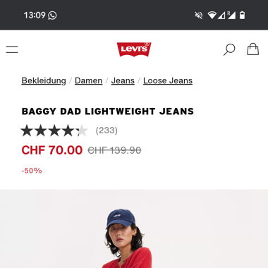 Levi's Baggy Dad W26 L28 Lightweight Jeans 