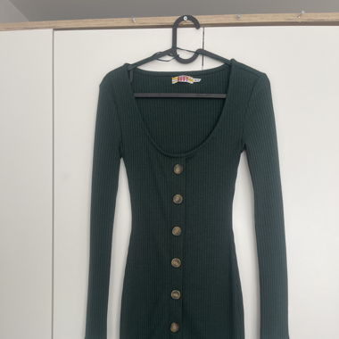 Ruby Kleid, XS/34, dunkelgrün, mit Knöpfen