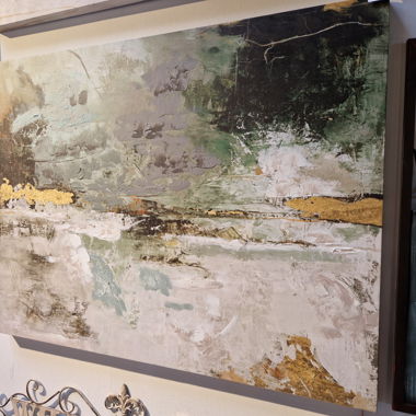 Bild grün/gold, ca. 118x90cm