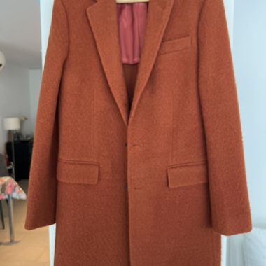 Cappotto lungo in lana color rame