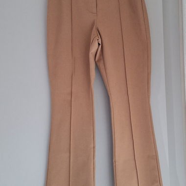 Beige straight-leg trousers