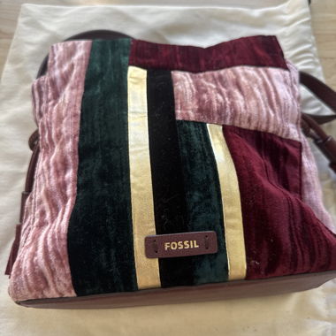 Fossil velvet shoulder bag