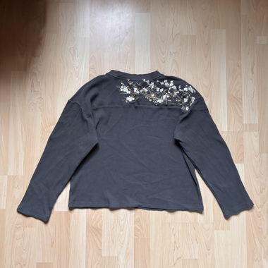 Pull gris derschutze brodé fleurs