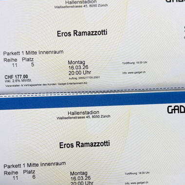 2 billets concert Eros Ramazzotti Zurich