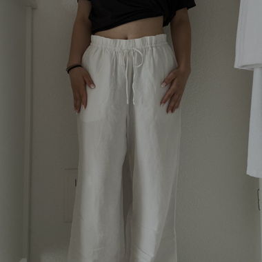white linen pants
