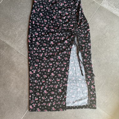 Black Floral Slit Skirt