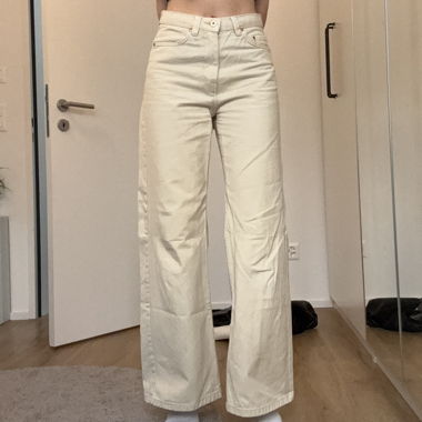High Waist Wide Leg Jeans in Beige
