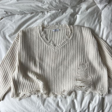 Maglione Lavorato a Maglia Usurato