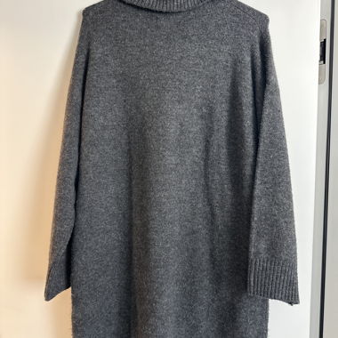 Grey Turtleneck Sweater Dress