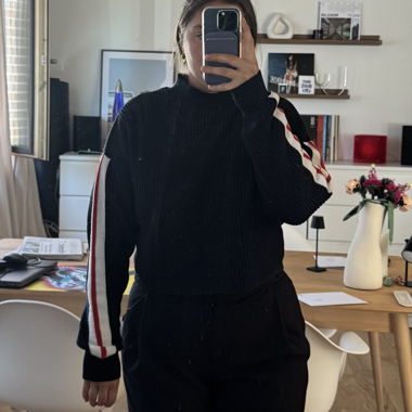 Black Ribbed Stripe Sweater