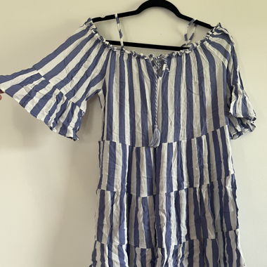 Blue and White Striped Dress