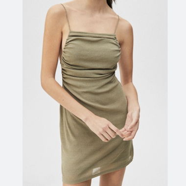Robe courte kaki à bretelles