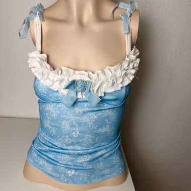 Y2K Floral Camisole Top – Blue 