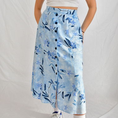 Gonna Maxi Vintage, Gonna Lunga con Stampa Floreale