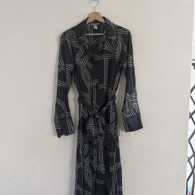 Black Shirt Dress with Graphic Pattern