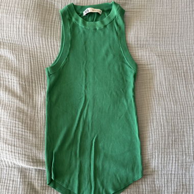 Green ribbed tank top