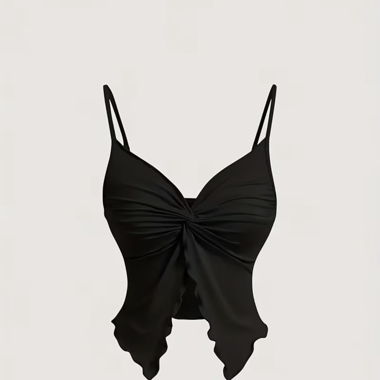 Top nero con scollo a V