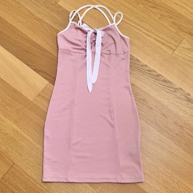 Pink strappy mini dress