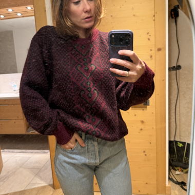 Burgundy Geometric Pattern Vintage Sweater