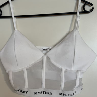 Top bustier bianco con mesh