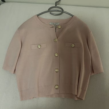 Pink short-sleeve cardigan