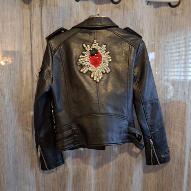 Giacca biker in pelle nera