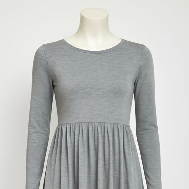 Brave Soul Skate-Kleid – Grau, Langarm, Stretch