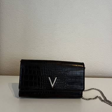 Valentino black croc-effect chain bag
