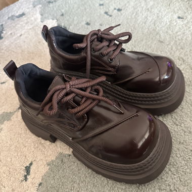 SHEIN Brown Platform Lace-Up Shoes
