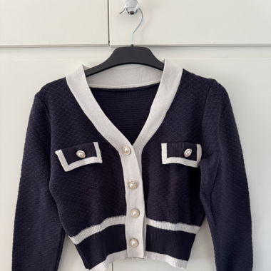 Strickjacke Blau/Weiss