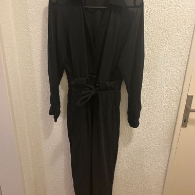 Black Jumpsuit with Tie Belt