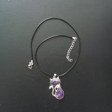Collier avec Chat (Améthyste)