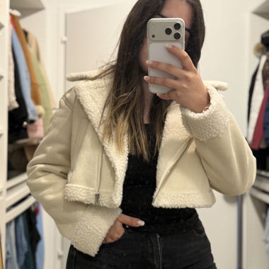 Giacca in shearling beige