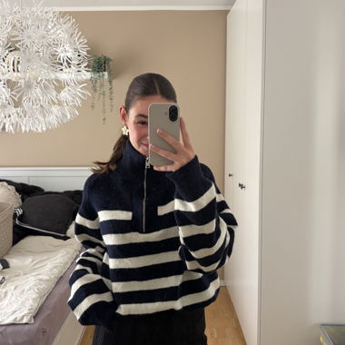 Striped Zip-Knit Sweater