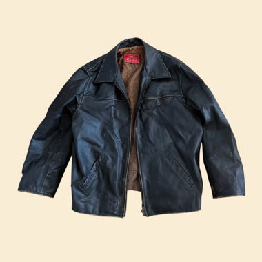 Veste en cuir vintage noire