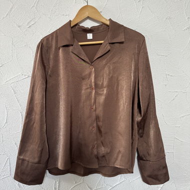 Brown Satin Button Shirt