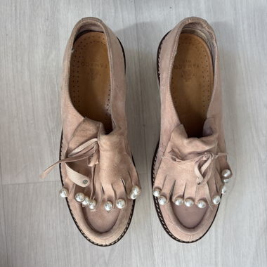 Mocassini platform rosa in suede