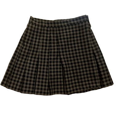  ASOS BROWN GINGHAM PLEATED MINI SKIRT 