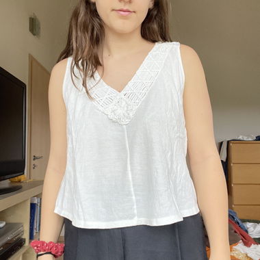 Mango white lace top, size S