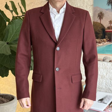 Herren Wintermantel dunkelrot