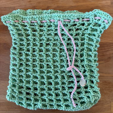 Sac filet crochet vert