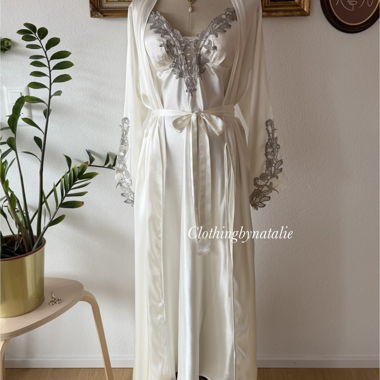 Set Peignoir in Raso Maxi Flora Bridal Taglia M