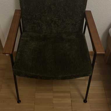 Sedia vintage verde con rivestimento in velluto