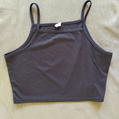Camisole courte côtelée noire S/M