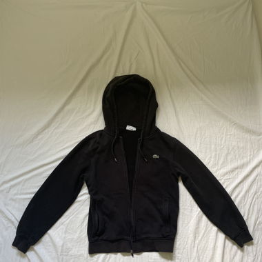 Lacoste schwarzer Kapuzenpullover mit Reissverschluss