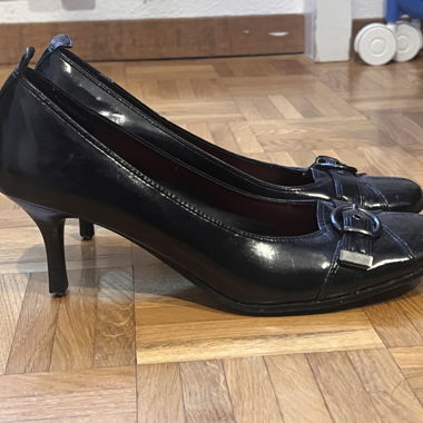Black Kitten Heels with Belt Buckle