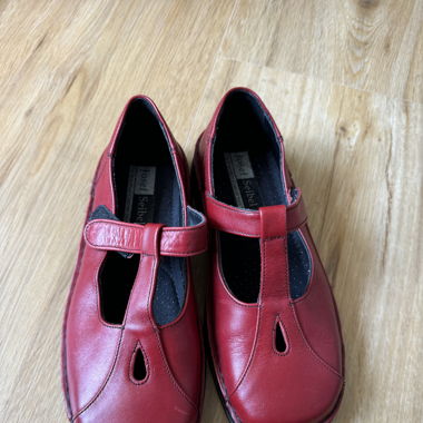 Red leather MaryJane shoes