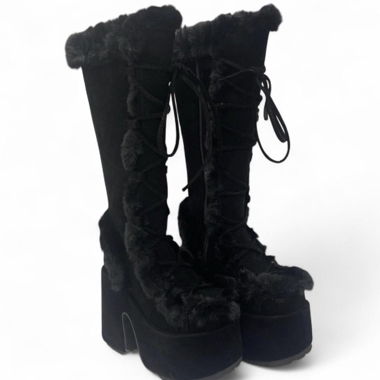 Bottes en fourrure Demonia noires , 37