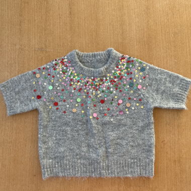 Short-Sleeve Sweater with Sequins