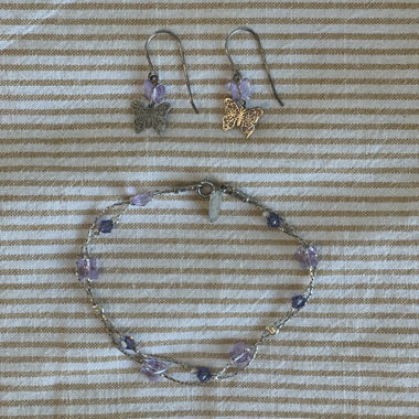 Set di gioielli a farfalla viola
